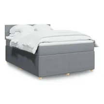 vidaXL Boxspringbett mit Matratze Hellgrau 140x200 cm Stoff