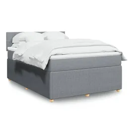 vidaXL Boxspringbett mit Matratze Hellgrau 140x200 cm Stoff