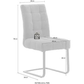 MCA Furniture Freischwinger »Salta« (Set) 2 Stk.(2er-Set), Gestell-Flachrohr, schwarz matt lackiert, Aqua Clean Bezug MCA furniture + Metall schwarz matt lackiert