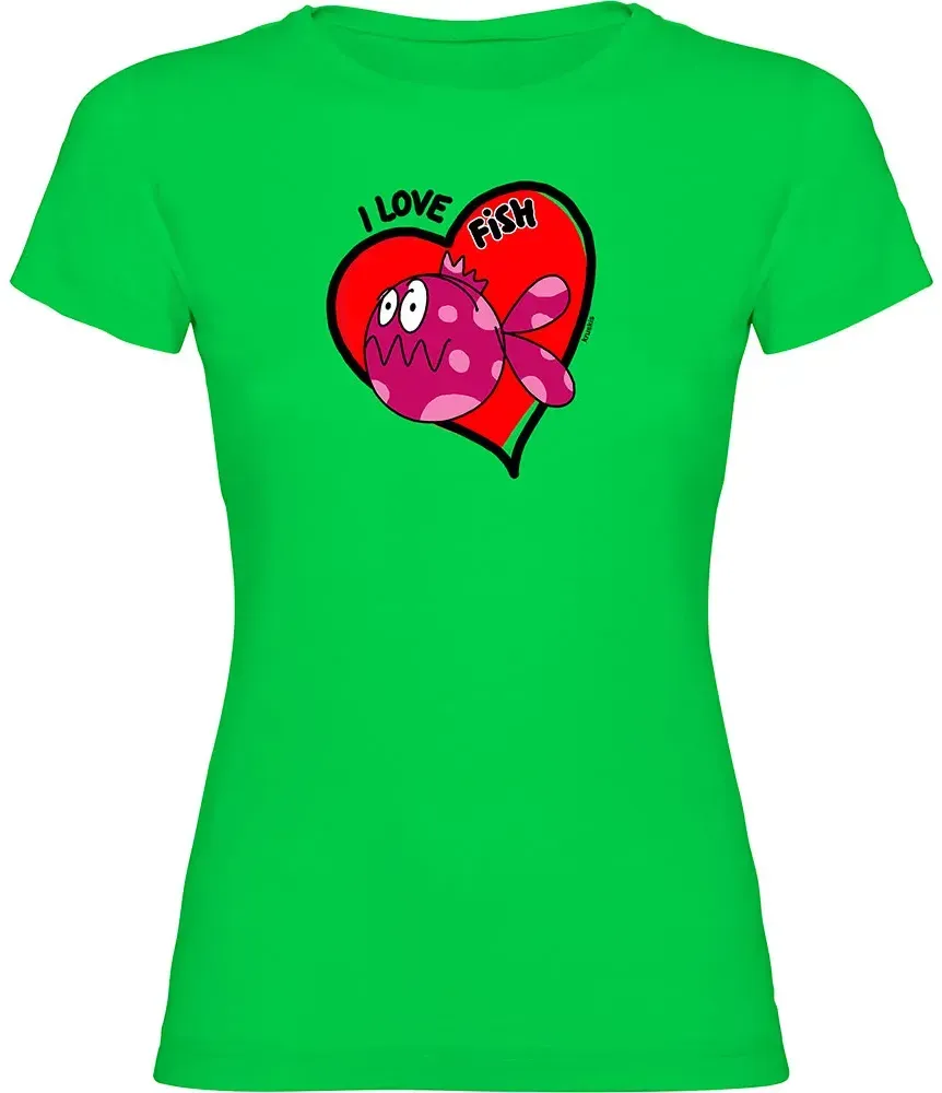 Kruskis I Love Fish Damen T-shirt Mit Kurzen Ärmeln - Light Green - L