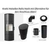 Kratki Kaminofen Kratki Kaminofen ROLLO Hoch Ø 150 7 kW m Türfeder u Ofenrohr Set, 7,00 kW, Dauerbrand