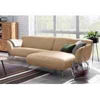 Ecksofa GUTMANN FACTORY "Venezuela" Sofas Gr. B/H/T: 280cm x 80cm x 170cm, Semi-Anilin-Leder, Ottomane rechts, braun (hellbraun)