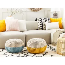 Pouf gelb / beige ⌀ 50 cm CONRAD