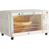 Homcom Minibackofen 9L Mini Ofen mit Backblech, Grillrost, 100 °C-230 °c, mit einstellbar Temperatur und Garzeit, 60 Min. Timer, 750W, Edelstahl, Cremeweiß