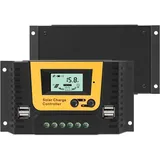 20A SolarLaderegler,PWM Solarladeregler mit LCD-Display,Laderegler 12V 24V 36V 48V,Solar Laderegler mit 4 USB Ports,Solarregler für Solarpanel Bleisäurebatterie und Lithiumbatterie