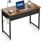 luxuskollektion ODK Schreibtisch 100x40x78.7cm mit 2 Schubladen und Kopfhörer Halter Braun