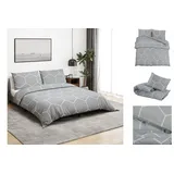 vidaXL Bettwäsche-Set Grau 200 x 220 cm