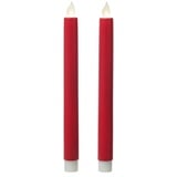 MARELIDA LED Stabkerzen - - bewegliche Flamme - Timer - H: 24cm 2er Set rot