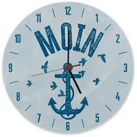Speecheese Moin Anker Wanduhr aus Alu Uhr mit norddeutschem