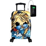 TOKYOTO Kinderkoffer Kinder-Trolley für Mädchen & Jungen 55x35x20 cm/Koffer Handgepäck Hartschalenkoffer, Reisekoffer klein Reisetasche Kinder mit TSA-Schloss & USB-Anschluss Ice Princess