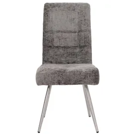 Mendler Esszimmer-Set HWC-G55, 2er-Set Stuhl + Sitzbank 180cm, Edelstahl gebürstet Stoff/Textil Chenille ~ dunkelgrau
