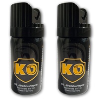 2 X KO - Pfefferspray, Made in Germany, KO-Spray zur Tierabwehr, Selbstverteidigung, 40 ml Breitstrahl Verteidigungsspray