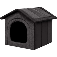 PillowPrim Hundehütte Hundehöhle Hundebett Hundehaus Katzenhöhle mittle L - 52x46 cm Graphit mit Schwarz