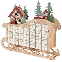 Livarno Home Weihnachts Adventskalender Holz LED Schlitten Kalender