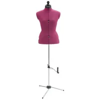 Clarie Schneiderpuppe Dressform fuchsia A, 4 Elemente, 8 Einstell-Rädchen, Rockabrunder, 3-Fuß-Ständer aus Metall lila