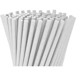 WISEFOOD 100 Strohhalme - Papier Strohhalme Ø 8x245mm weiß - Trinkhalm Pappe