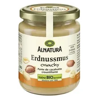 Alnatura Bio Erdnussmus crunchy mit Erdnussstuckchen 250g