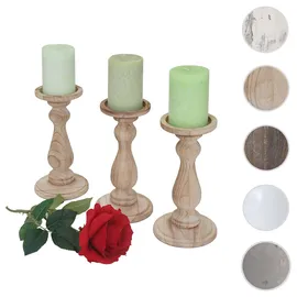 MCW Kerzenständer-Set 3er Set Holz Beige