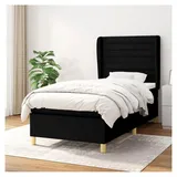 Lattenrost mit Matratze, Schwarz, 90 x 190 cm, Stoff, Plattformbett mit Lattenhalter, einfache Montage, für Schlafzimmer, Erwachsene