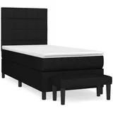 vidaXL Boxspringbett mit Matratze Schwarz 90x200 cm Stoff