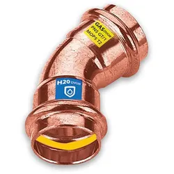 Kupfer Press Kombifitting Winkel 45°, DVGW, Kontur V, verschiedene Varianten (Ausführung: 42 mm)