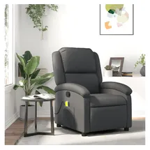 vidaXL Massagesessel Relaxsessel Leder 56,6 x 99,5 x 73,9 cm Grau mit Fernbedienung