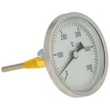 tecuro Ø 80 mm Bi-Metall Rauchgas - Thermometer 0 - 500°C mit Sonde 100 mm und Klemmkonus