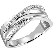 FIRETTI Fingerring "Schmuck Geschenk Silber 925 Silberring Ring glitzernd" Gr. 54, silber (silberfarben, kristallweiß), Fingerringe, Damen, 54, Silber 925 (Sterlingsilber), 3,3mm, Fingerring, mit Zirkonia (synth.)