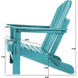 ASPERO Gartenstuhl Adirondack 75 x 75 x 83 cm grau/türkis