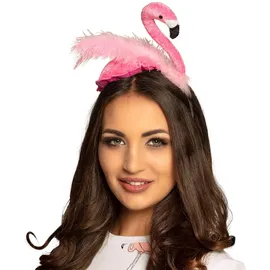 Boland 52565 - Haarreif Flamingo, Kopfschmuck, Plüsch, Tiara, Kostüm, Verkleidung, Mottoparty, Karneval, Rosa