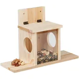 Relaxdays Eichhörnchen Futterhaus, Holz, 2 Eingänge & Sitzplattformen, zum Aufhängen, Eichhörnchenfutterstation, Natur