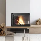 Kamineinsatz Gusseisen SIMPLE rechts 15 kW Ø 200 - Schwarz