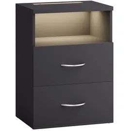 CASARIA Casaria® Nachttisch 2er Set mit Schubladen Boxspringbett Schlafzimmer Wohnzimmer Beistelltisch Nachtschrank Anthrazit