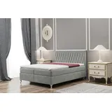Fun Möbel Boxspringbett Schlafzimmerbett ESME 180x200cm in Stoff Riviera Grau - Grau