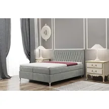Fun Möbel Boxspringbett Schlafzimmerbett ESME 180x200cm in Stoff Riviera Grau - Grau