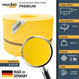 zaunzu® Zaunblende 50 m Gelb PP