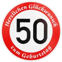 BauSupermarkt24 ORIGINAL VERKEHRSSCHILD 50 mit Geburtstagstext zum Geburtstag als Geburtstagsgeschenk für Verkehrszeichen Schild Geburtstagsschild Straßenschild Geschenkidee Schilder Verkehrsschilder Straßenschilder