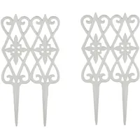 Relaxdays Beetzaun, 2 Zaunelemente je Hxb: 36 x 17,5 cm, Steckzaun mit Verzierung, Beeteinfassung, Gusseisen, weiß