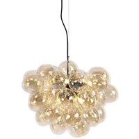 QAZQA Art Deco Hängelampe schwarz mit Glas 8-Licht -