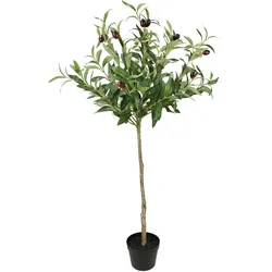 I.GE.A. Kunstpflanze »Künstlicher Olivenbaum mit schwarzen Früchten«, Auf Stamm Kugelbaum Ölbaum Grünpflanze Kunstbaum Dekobaum Baum Pflanze I.GE.A. grün
