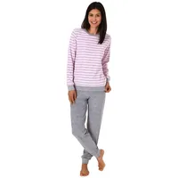 Normann Frottee Pyjama langarm Bündchen Streifen - 50010 in
