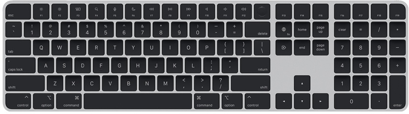 Apple Magic Keyboard mit Touch ID und Ziffernblock silber/schwarz US