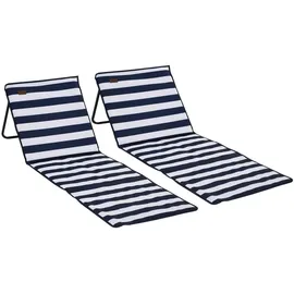 Outsunny Gartenliege 142 x 51 x 40 cm Blau/Weiß