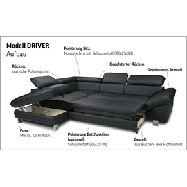 Cotta Ecksofa Kunstleder 2-Sitzer Weiß