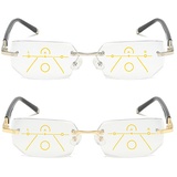 Intelligent Reading Glasses Dual-Focus-Lesebrillen, Libiyi Intelligente Lesebrille, Dotmalls Intelligente Lesebrille, Anti-Blau-Lesebrille für Männer Frauen für Männer Frauen (Silver 200) - 200