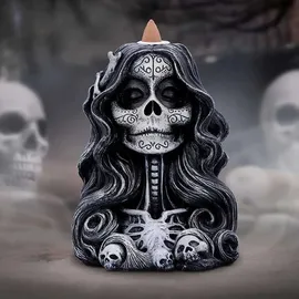 Nemesis Now Calavera's Offering Rückfluss-Räuchergefäß, Gothic-Totenkopf-Rauchbrunnen, handbemalt, mexikanisches Skelett-Dekor