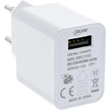 InLine InLine® USB Ladegerät Single, Netzteil, 100-240V zu 5V/2,5A, weiß