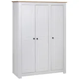 Susany Kleiderschrank Schlafzimmerschrank Mit 3 Türen,Dielenschrank 4 Ablagen 1 großen Fach & Kleiderstange,Designschrank Garderobenschrank 118 × 50 171,5 cm,Kiefer-Massivholz, Weiß