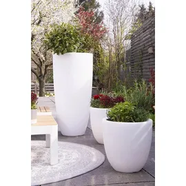 8 seasons design GmbH Blumenkübel beleuchtet XL Kunststoff 49 x 100 cm inkl. Fernbedienung Weiß