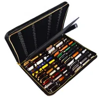 ZHONGJIUYUAN Füllfederhalter-Etui für 48 Stifte, PU-Leder, Braun